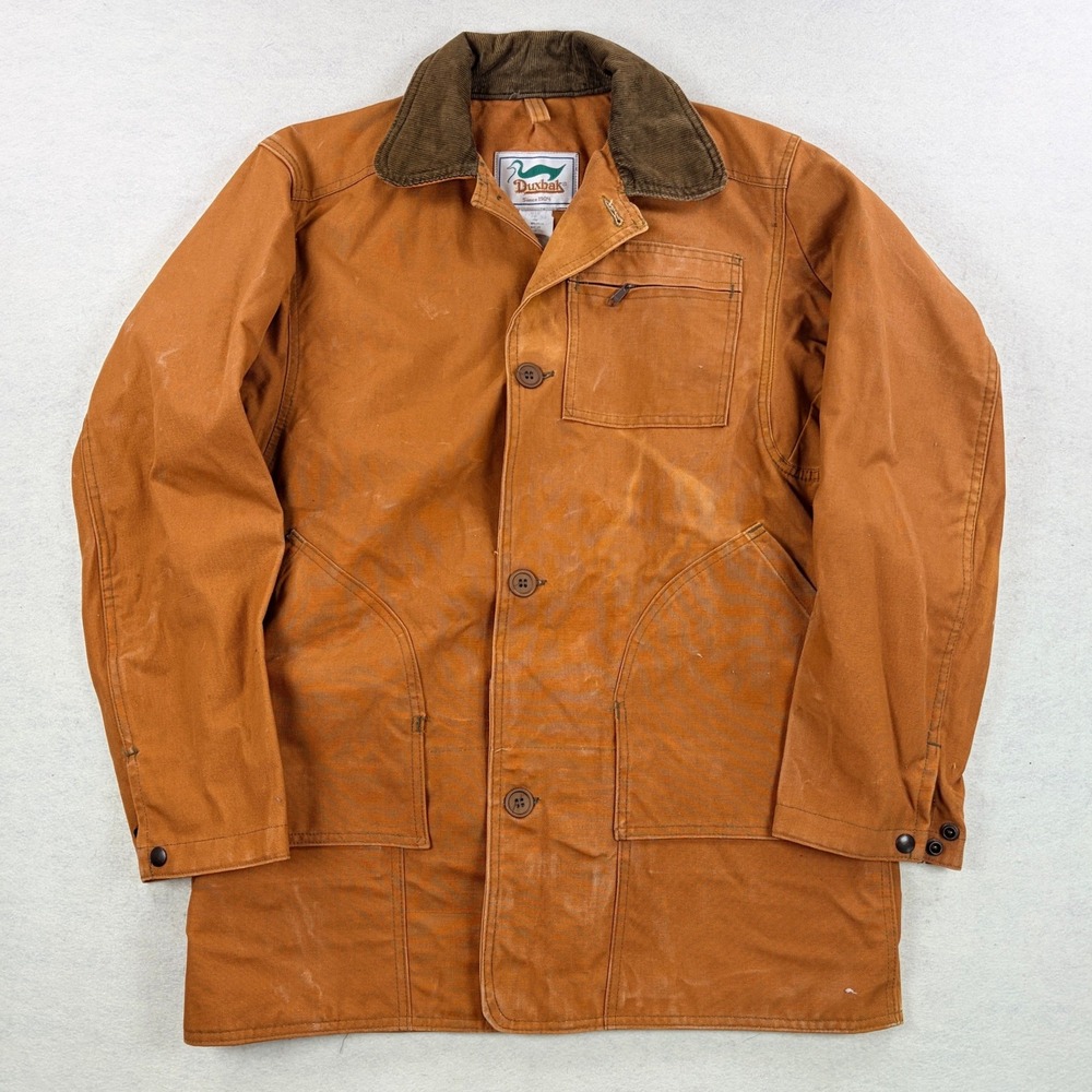 Vintage Duxbak Canvas Hunting Jacket Brown Duck Cloth Field Coat USA Made 38